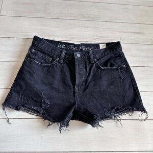 We The Free Dark Denim Distressed Shorts